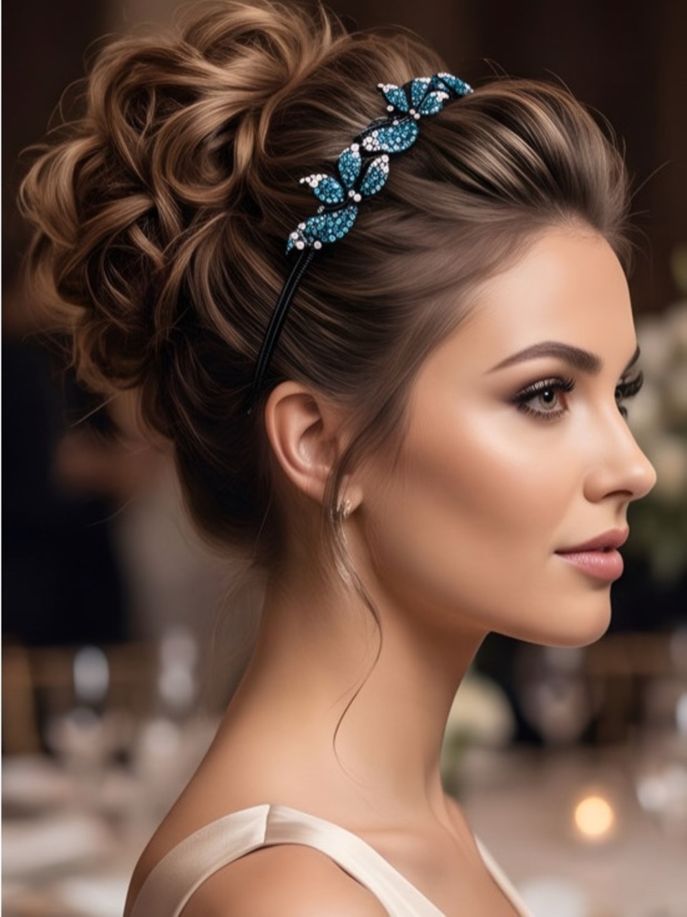 Multi Color Blue & AB Crystal Headband - Elegant Women's Hair Accessory